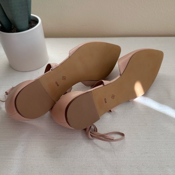 New Halogen Blush Leather Pointed Wrap Around Ankle Tassels Flats Women’s 10M - Picture 13 of 13